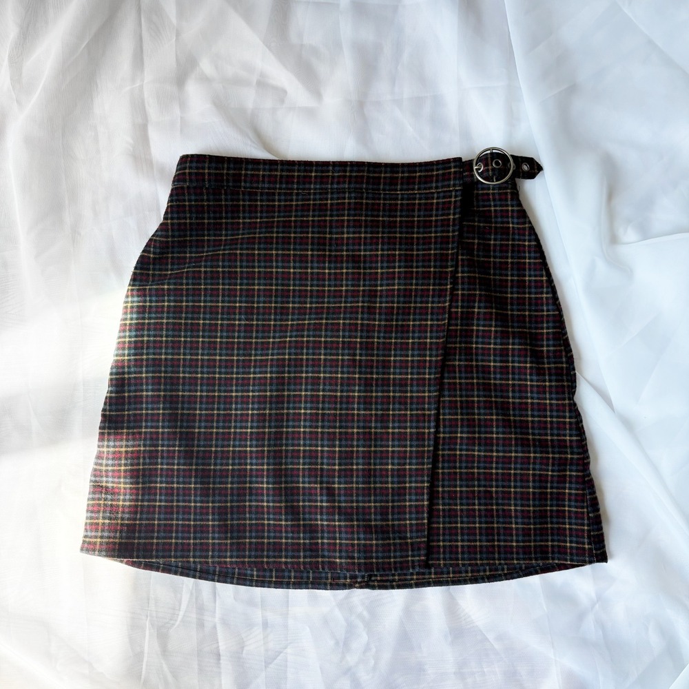 Hollister Plaid Belted Hi-Rise Skort Y2K Preppy Dark Academia Size M